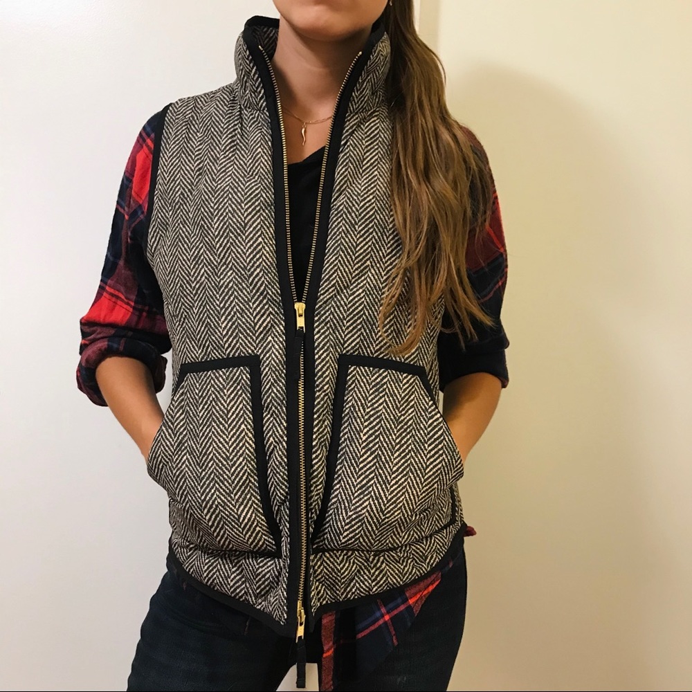 J. Crew Black + White Quilted Puffer Vest